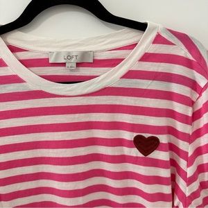 NWOT LOFT Long Sleeve Heart Shirt XL